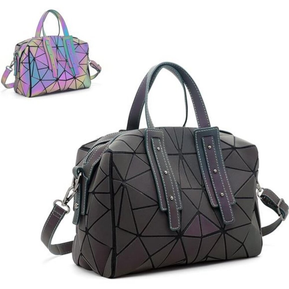Geometric Boston Handbag for Women Geometric Luminous Purse and crossbody bag